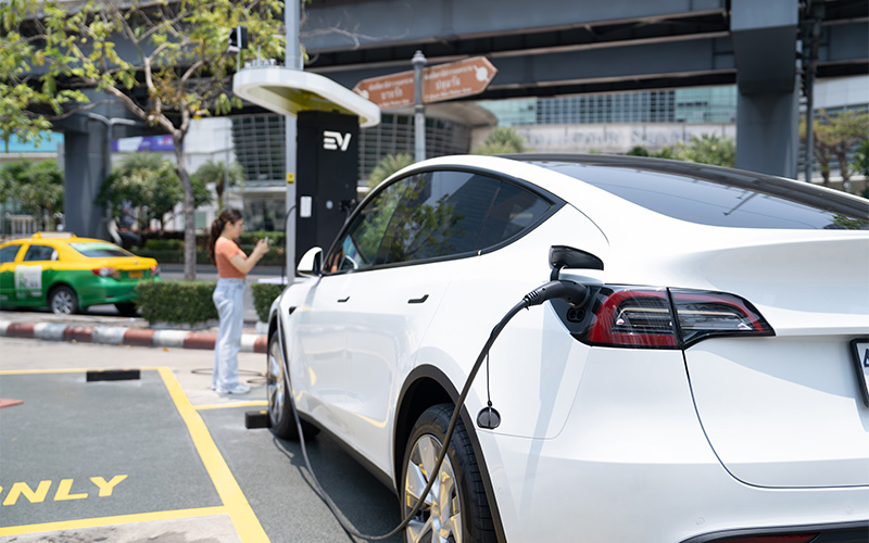 Electric vehicle charging at a public EV charging station